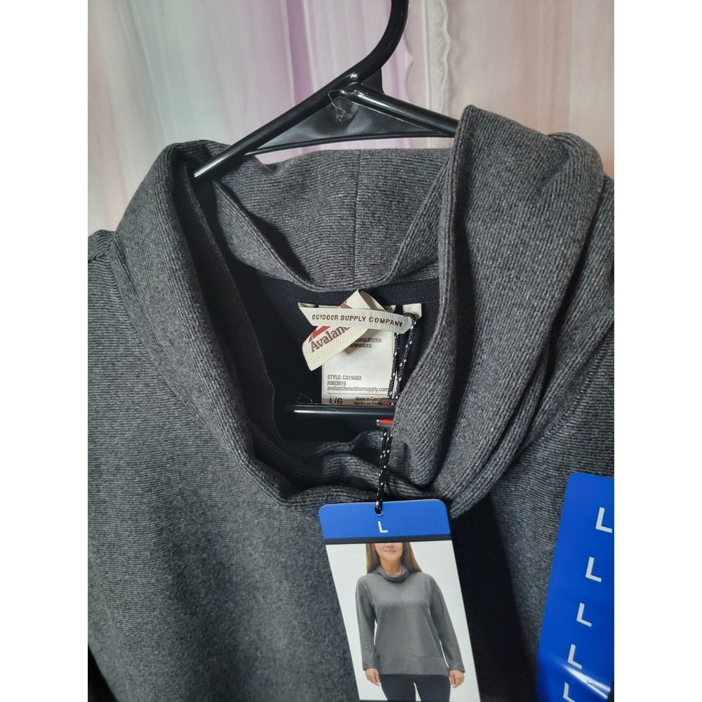 Avalanche Outdoor Supply Co Cowl Neck Pullover Charcoal Gray CA Womens L 1014